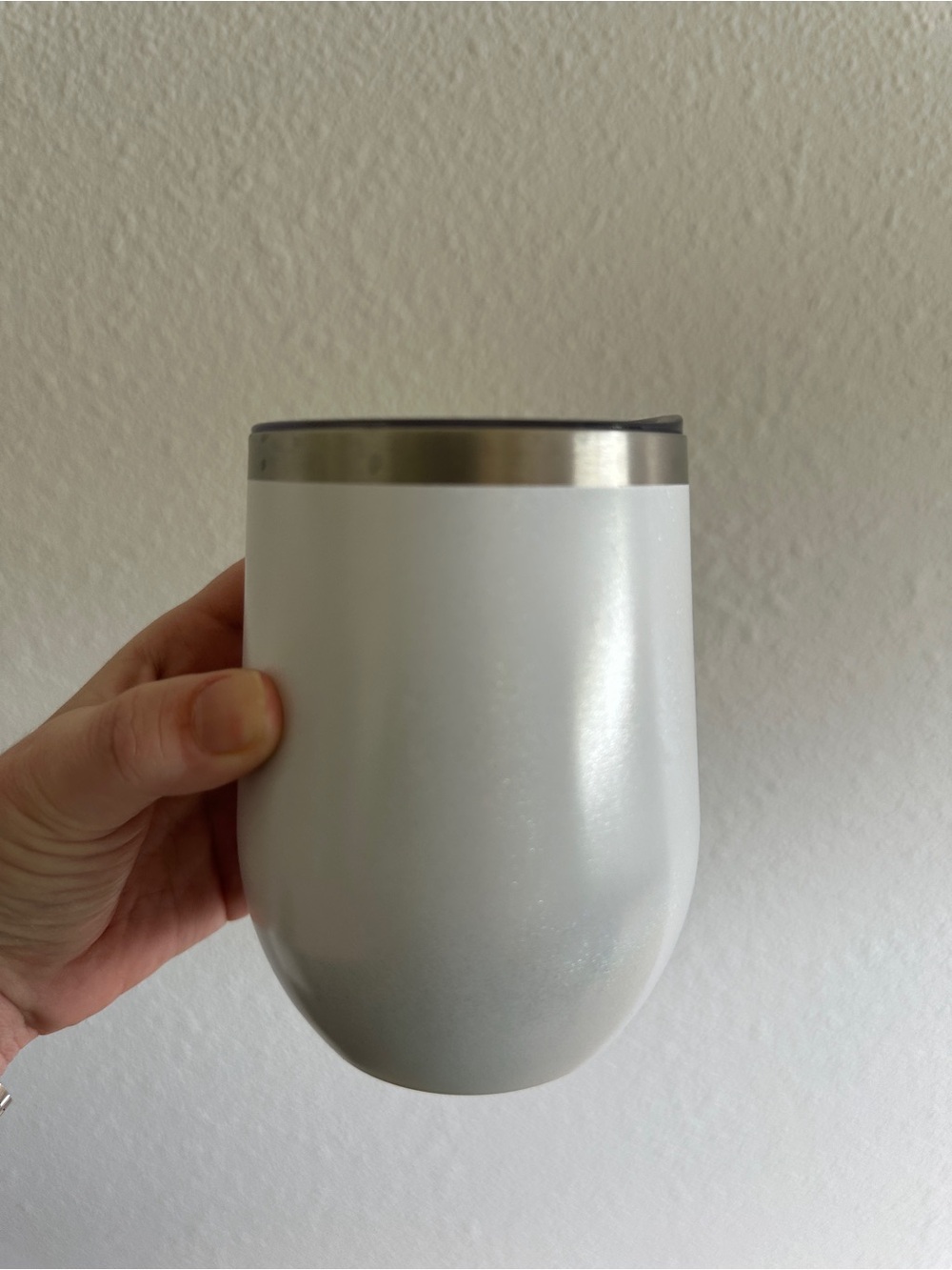 Insulated White Stainless Steel Tumbler with Clear Lid